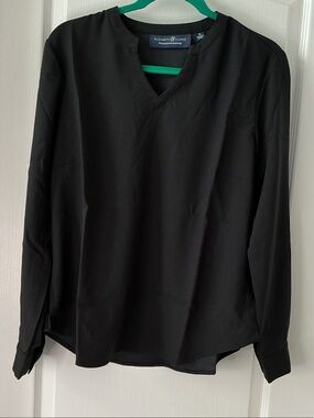 Elizabeth and Clarke Black V-Neck Long Sleeve Dress Shirt for Men